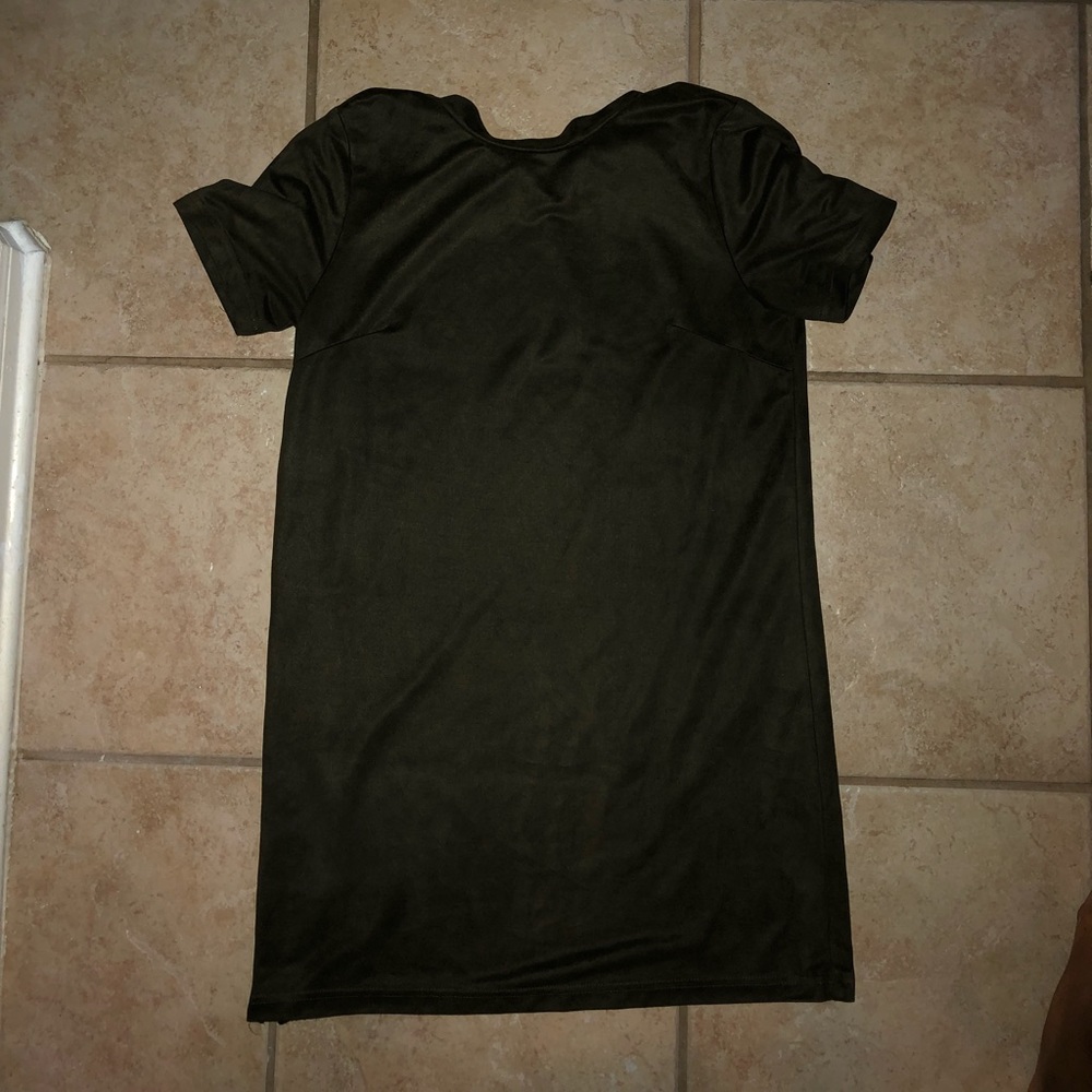 Suede Olive green t shirt dress
